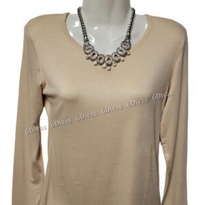 Womens Beige Basic Blouse Yoga Top Long-Sleeve T-Shirt Casual Summer Tees NEW